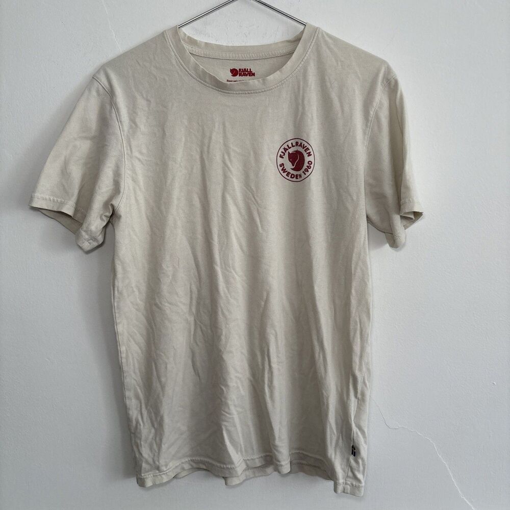 Fjallraven Shirt Mens small cream 1960 Logo Graphic Outdoor Tee Casual